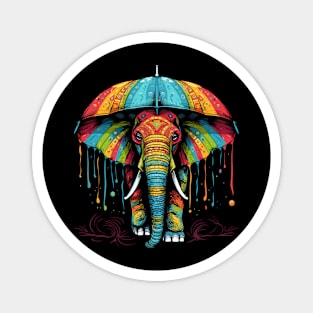 Elephant Rainy Day With Umbrella Magnet
